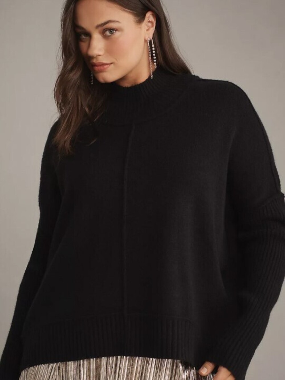 Maeve by Anthropologie Black Gretchen Cosy Mock-Neck Jumper - Size - Small